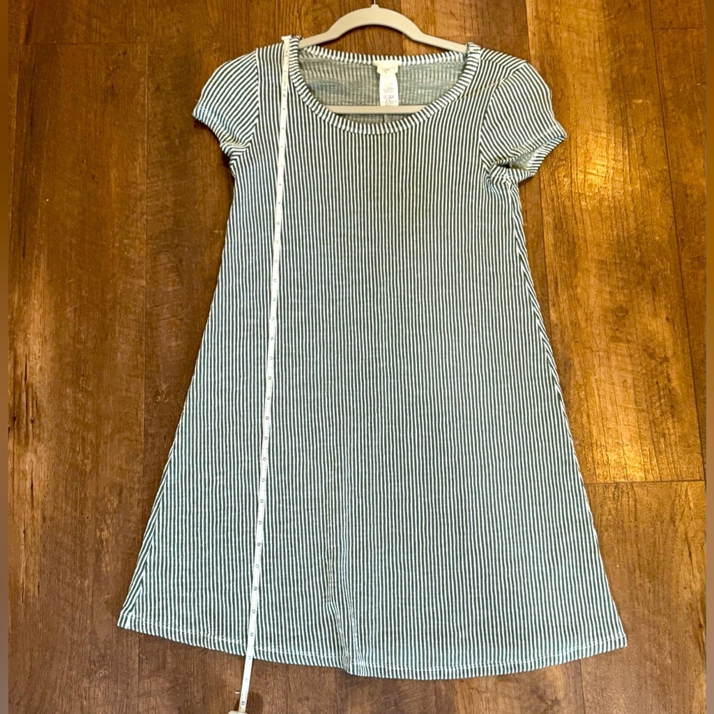 Caution to the Wind Green & White Striped Dress - Size Small